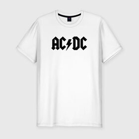 Мужская футболка премиум с принтом AC/DC в Санкт-Петербурге, 92% хлопок, 8% лайкра | приталенный силуэт, круглый вырез ворота, длина до линии бедра, короткий рукав | Тематика изображения на принте: ac dc | blues rock | hard rock
