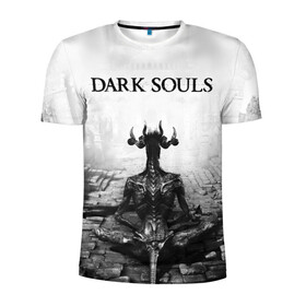 Мужская футболка 3D спортивная с принтом Dark Souls в Санкт-Петербурге, 100% полиэстер с улучшенными характеристиками | приталенный силуэт, круглая горловина, широкие плечи, сужается к линии бедра | dark souls | games | praise the sun | игры | компьютерные игры | рыцарь | тёмные души