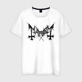 Мужская футболка хлопок с принтом Mayhem в Санкт-Петербурге, 100% хлопок | прямой крой, круглый вырез горловины, длина до линии бедер, слегка спущенное плечо. | black | death | mayhem