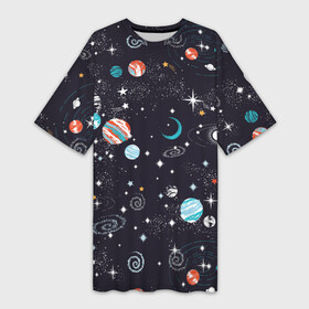 Платье-футболка 3D с принтом Космос в Санкт-Петербурге,  |  | comets | infinity | planets | sky | sp | space | stars | universe | бесконечность | вселенная | галактики | графика | звезды | иллюстрация | картинка | кометы | космос | мода | небо | ночь | планеты | рисунок | созвездия | солнце