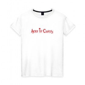 Женская футболка хлопок с принтом Alice In Chains в Санкт-Петербурге, 100% хлопок | прямой крой, круглый вырез горловины, длина до линии бедер, слегка спущенное плечо | alice in chains | grunge | heavy