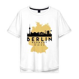 Мужская футболка хлопок Oversize с принтом Берлин - Германия в Санкт-Петербурге, 100% хлопок | свободный крой, круглый ворот, “спинка” длиннее передней части | adventure | berlin | city | germany | travel | world | берлин | германия | город | государство | европа | жизнь | карта | культура | люди | мир | народ | немец | партиот | планета | приключение | путешествие | спорт | ссср