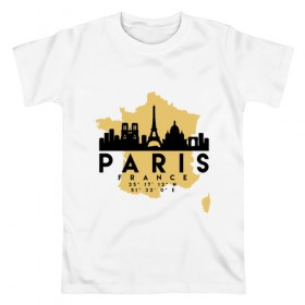 Мужская футболка хлопок с принтом Париж - Франция в Санкт-Петербурге, 100% хлопок | прямой крой, круглый вырез горловины, длина до линии бедер, слегка спущенное плечо. | 