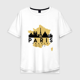 Мужская футболка хлопок Oversize с принтом Париж - Франция в Санкт-Петербурге, 100% хлопок | свободный крой, круглый ворот, “спинка” длиннее передней части | 