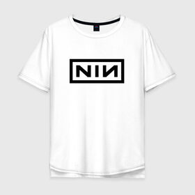 Мужская футболка хлопок Oversize с принтом Nine Inch Nails в Санкт-Петербурге, 100% хлопок | свободный крой, круглый ворот, “спинка” длиннее передней части | Тематика изображения на принте: industrial | industrial rock | nine inch nails