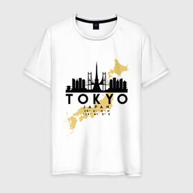 Мужская футболка хлопок с принтом Токио - Япония в Санкт-Петербурге, 100% хлопок | прямой крой, круглый вырез горловины, длина до линии бедер, слегка спущенное плечо. | 