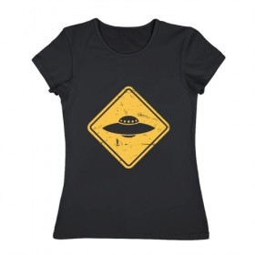 Женская футболка хлопок с принтом Летающая тарелка в Санкт-Петербурге, 100% хлопок | прямой крой, круглый вырез горловины, длина до линии бедер, слегка спущенное плечо | 