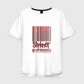 Мужская футболка хлопок Oversize с принтом Slipknot в Санкт-Петербурге, 100% хлопок | свободный крой, круглый ворот, “спинка” длиннее передней части | code | metal | music | rock | штрих | штрихкод