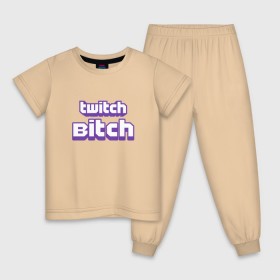 Детская пижама хлопок с принтом Twitch Bitch в Санкт-Петербурге, 100% хлопок |  брюки и футболка прямого кроя, без карманов, на брюках мягкая резинка на поясе и по низу штанин
 | blog | cybersport | game | platform | player | service | stream | streamer | streaming | twitch | video | блоггер | игра | игрок | киберспорт | платформа | сервис | стрим | стример | твич