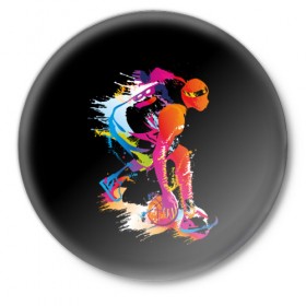 Значок с принтом Баскетбол в Санкт-Петербурге,  металл | круглая форма, металлическая застежка в виде булавки | абстракция | баскетбол | бежит | белые | болельщик | игра | игрок | иллюстрация | коллаж | красные | кроссовки | мода | мяч | путешествие | радуга | серые | сила | скорость | спектр | спорт | спортсмен
