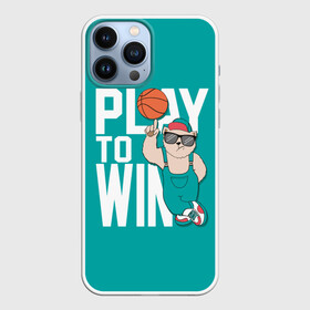 Чехол для iPhone 13 Pro Max с принтом Play to win в Санкт-Петербурге,  |  | Тематика изображения на принте: баскетбол | баскетбольный | бейсболка | графика | животное | зелёный | играй | иллюстрация | картинка | комбинезон | кот | кроссовки | крутит | мода | мяч | на пальце | надпись | очки | победы | ради