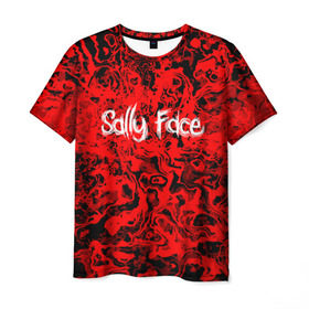 Мужская футболка 3D с принтом Sally Face Bloody в Санкт-Петербурге, 100% полиэфир | прямой крой, круглый вырез горловины, длина до линии бедер | cтикер | game | larry | mask | new | sally face | sf | ангел | без маски | гизмо | девид | девочка | игра | казнь | компьютер | кровь | лари | ларри | лицемер | логотип | мальчик | маска | молнии | мрачная | на лице | надпись