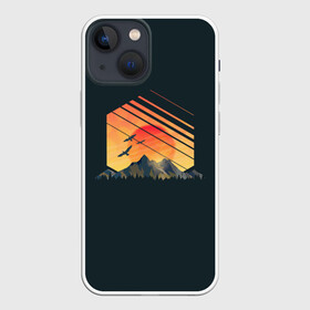 Чехол для iPhone 13 mini с принтом Заход Солнца в Санкт-Петербурге,  |  | camping | mountains | sunset | восход | горы | заход | приключение | птицы | путешествие | солнце | туризм
