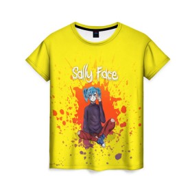 Женская футболка 3D с принтом Sally Face в Санкт-Петербурге, 100% полиэфир ( синтетическое хлопкоподобное полотно) | прямой крой, круглый вырез горловины, длина до линии бедер | 