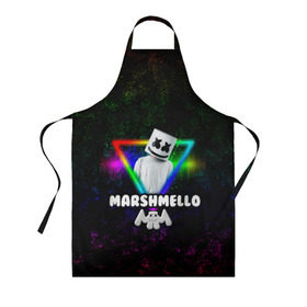 Фартук 3D с принтом Marshmello в Санкт-Петербурге, 100% полиэстер | общий размер — 65 х 85 см, ширина нагрудника — 26 см, горловина — 53 см, длина завязок — 54 см, общий обхват в поясе — 173 см. Принт на завязках и на горловине наносится с двух сторон, на основной части фартука — только с внешней стороны | christopher | comstock | dj | dotcom | friends | marshmallow | marshmello | usa | диджей | друзья | комсток | крис | маршмэллоу | продюсер | сша