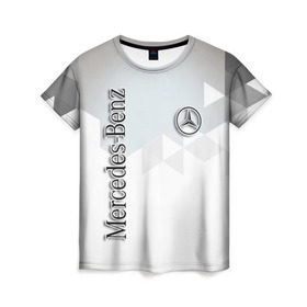Женская футболка 3D с принтом Mercedes в Санкт-Петербурге, 100% полиэфир ( синтетическое хлопкоподобное полотно) | прямой крой, круглый вырез горловины, длина до линии бедер | amg | mercedes | авто | автомобиль | иномарка | логотип | машина | мерседес | текстура