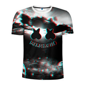 Мужская футболка 3D спортивная с принтом Marshmello в Санкт-Петербурге, 100% полиэстер с улучшенными характеристиками | приталенный силуэт, круглая горловина, широкие плечи, сужается к линии бедра | christopher comstock | dj | marshmello | music | диджей | клубная музыка | клубняк | крис комсток | логотип | маршмеллоу | музыка