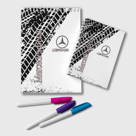 Блокнот с принтом Mercedes в Санкт-Петербурге, 100% бумага | 48 листов, плотность листов — 60 г/м2, плотность картонной обложки — 250 г/м2. Листы скреплены удобной пружинной спиралью. Цвет линий — светло-серый
 | amg | mercedes | авто | автомобиль | иномарка | логотип | машина | мерседес | текстура