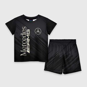 Детский костюм с шортами 3D с принтом Mercedes в Санкт-Петербурге,  |  | amg | mercedes | авто | автомобиль | иномарка | логотип | машина | мерседес | текстура