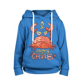 Детская толстовка 3D с принтом Hungry crab в Санкт-Петербурге, 100% полиэстер | двухслойный капюшон со шнурком для регулировки, мягкие манжеты на рукавах и по низу толстовки, спереди карман-кенгуру с мягким внутренним слоем | angry | crab | gloomy | hungry | ocean | red | sea | sign | stars | water | вода | голодный | графика | детский | звезды | злой | знак | иллюстрация | картинка | краб | красный | мода | море | морские | надпись | океан | рисунок | рыба
