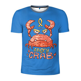 Мужская футболка 3D спортивная с принтом Hungry crab в Санкт-Петербурге, 100% полиэстер с улучшенными характеристиками | приталенный силуэт, круглая горловина, широкие плечи, сужается к линии бедра | angry | crab | gloomy | hungry | ocean | red | sea | sign | stars | water | вода | голодный | графика | детский | звезды | злой | знак | иллюстрация | картинка | краб | красный | мода | море | морские | надпись | океан | рисунок | рыба