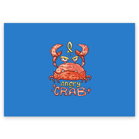Поздравительная открытка с принтом Hungry crab в Санкт-Петербурге, 100% бумага | плотность бумаги 280 г/м2, матовая, на обратной стороне линовка и место для марки
 | angry | crab | gloomy | hungry | ocean | red | sea | sign | stars | water | вода | голодный | графика | детский | звезды | злой | знак | иллюстрация | картинка | краб | красный | мода | море | морские | надпись | океан | рисунок | рыба