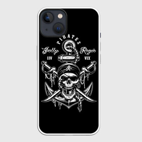 Чехол для iPhone 13 с принтом Pirates в Санкт-Петербурге,  |  | b | pirates | robbers | sea | skull | бандана | веселый | графика | иллюстрация | канат | картинка | кости | логотип | мода | морские | надпись | оружие | пираты | платок | разбойники | рисунок | роджер | сабли | стиль