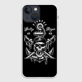 Чехол для iPhone 13 mini с принтом Pirates в Санкт-Петербурге,  |  | b | pirates | robbers | sea | skull | бандана | веселый | графика | иллюстрация | канат | картинка | кости | логотип | мода | морские | надпись | оружие | пираты | платок | разбойники | рисунок | роджер | сабли | стиль