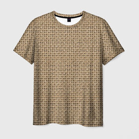 Мужская футболка 3D с принтом Джут в Санкт-Петербурге, 100% полиэфир | прямой крой, круглый вырез горловины, длина до линии бедер | веревка | волокно | грубая | канат | мешковина | мешок | натуральное | плетение | роба | текстильное | ткань