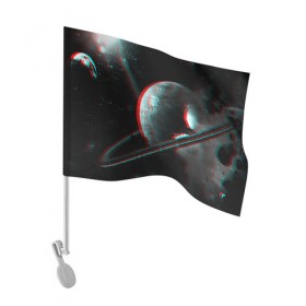 Флаг для автомобиля с принтом Cosmos Glitch в Санкт-Петербурге, 100% полиэстер | Размер: 30*21 см | вселенная | глитч | звезды | земля | космос | плеяды | пространство