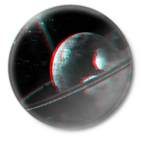Значок с принтом Cosmos Glitch в Санкт-Петербурге,  металл | круглая форма, металлическая застежка в виде булавки | вселенная | глитч | звезды | земля | космос | плеяды | пространство