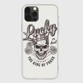 Чехол для iPhone 12 Pro Max с принтом lucky or dead the king of poke в Санкт-Петербурге, Силикон |  | Тематика изображения на принте: casino | death | happy | king | luck | or | графика | игра | или | иллюстрация | казино | картёжник | картинка | карты | король | корона | масть | мода | надпись | пики | покер | рисунок | розы | рулетка | светлый | стиль