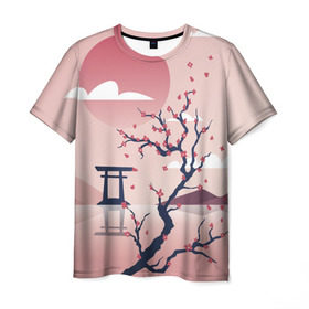 Мужская футболка 3D с принтом Японский мотив в Санкт-Петербурге, 100% полиэфир | прямой крой, круглый вырез горловины, длина до линии бедер | 23 | 8 | азия | вип | вишня | горы | дерево | дизайн | мода | небо | новинка | новый год | подарок | сакура | солнце | стритвир | топ | тренд | цветок | япония