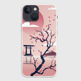 Чехол для iPhone 13 mini с принтом Японский мотив в Санкт-Петербурге,  |  | Тематика изображения на принте: 23 | 8 | азия | вип | вишня | горы | дерево | дизайн | мода | небо | новинка | новый год | подарок | сакура | солнце | стритвир | топ | тренд | цветок | япония