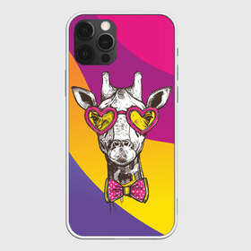 Чехол для iPhone 12 Pro Max с принтом Праздничный жираф в Санкт-Петербурге, Силикон |  | Тематика изображения на принте: бабочка | животное | жираф | модный | очки | праздничный | рожки | сердечки | хипстер | шея