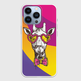 Чехол для iPhone 13 Pro с принтом Праздничный жираф в Санкт-Петербурге,  |  | бабочка | животное | жираф | модный | очки | праздничный | рожки | сердечки | хипстер | шея