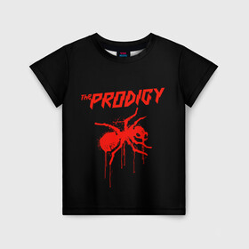 Детская футболка 3D с принтом The Prodigy в Санкт-Петербурге, 100% гипоаллергенный полиэфир | прямой крой, круглый вырез горловины, длина до линии бедер, чуть спущенное плечо, ткань немного тянется | Тематика изображения на принте: 90 е | the prodigy | кит флинт | музыка | муравей | панк | рок | техно | электро