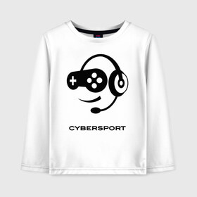 Детский лонгслив хлопок с принтом CYBERSPORT в Санкт-Петербурге, 100% хлопок | круглый вырез горловины, полуприлегающий силуэт, длина до линии бедер | apex | artifact | cs:go | dota | esports | fifa | fortnite | legends | overwatch | pubg | quake | warcraft | видеоигры | игры | компьютер | наушники | шутер