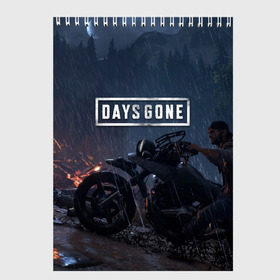 Скетчбук с принтом Days Gone в Санкт-Петербурге, 100% бумага
 | 48 листов, плотность листов — 100 г/м2, плотность картонной обложки — 250 г/м2. Листы скреплены сверху удобной пружинной спиралью | Тематика изображения на принте: 2019 | days gone | game | poster | ps4 | zombie | жизнь после | зомби | игра