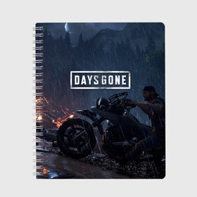 Тетрадь с принтом Days Gone в Санкт-Петербурге, 100% бумага | 48 листов, плотность листов — 60 г/м2, плотность картонной обложки — 250 г/м2. Листы скреплены сбоку удобной пружинной спиралью. Уголки страниц и обложки скругленные. Цвет линий — светло-серый
 | 2019 | days gone | game | poster | ps4 | zombie | жизнь после | зомби | игра