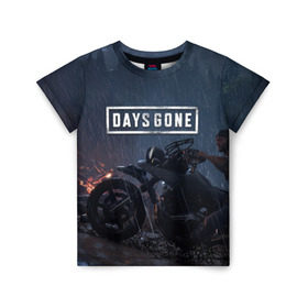 Детская футболка 3D с принтом Days Gone в Санкт-Петербурге, 100% гипоаллергенный полиэфир | прямой крой, круглый вырез горловины, длина до линии бедер, чуть спущенное плечо, ткань немного тянется | 2019 | days gone | game | poster | ps4 | zombie | жизнь после | зомби | игра