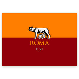 Поздравительная открытка с принтом Рома в Санкт-Петербурге, 100% бумага | плотность бумаги 280 г/м2, матовая, на обратной стороне линовка и место для марки
 | as roma | giallorossi | lupi | roma | romanista | волки | жёлто красные | италия | рома | серия а | форма | футбол | футболист | футбольная | футбольный клуб