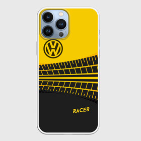 Чехол для iPhone 13 Pro Max с принтом Volkswagen в Санкт-Петербурге,  |  | racer | авто | автолюбитель. volkswagen | гонщик | желто черная | колесо | машина | след | фольксваген | шина