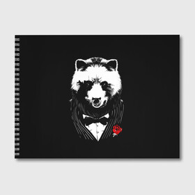 Альбом для рисования с принтом Медведь авторитет в Санкт-Петербурге, 100% бумага
 | матовая бумага, плотность 200 мг. | Тематика изображения на принте: authority | bear | go | авторитет | аль капоне | бабочка | в носу | взгляд | галстук | графика | дикий | животное | иллюстрация | картинка | кольцо | костюм | красная | крестный | мафия | медведь | мода | отец