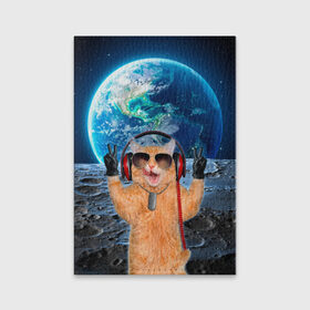 Обложка для паспорта матовая кожа с принтом Кот на луне в Санкт-Петербурге, натуральная матовая кожа | размер 19,3 х 13,7 см; прозрачные пластиковые крепления | cat | астрономия | в космосе | в наушниках | в очках | грозовой кошак | животные | звезды | земля | илон маск | космическая | космонавт | космос | кот | котейка | котики | луна | луноход | на фоне земли