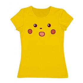 Женская футболка хлопок с принтом Shocked Pikachu meme в Санкт-Петербурге, 100% хлопок | прямой крой, круглый вырез горловины, длина до линии бедер, слегка спущенное плечо | 