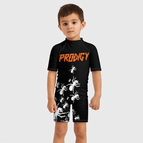 Детский купальный костюм 3D с принтом The Prodigy в Санкт-Петербурге, Полиэстер 85%, Спандекс 15% | застежка на молнии на спине | flint | keith | kit | prodigy | кит | продиджи | продижи | протиджи | флинт