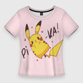 Женская футболка 3D Slim с принтом Пикачу в Санкт-Петербурге,  |  | anime | pokemon | аниме | мультфильмы | персонаж | пикачу | покемоны