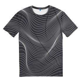 Мужская футболка 3D с принтом Абстрактные волны в Санкт-Петербурге, 100% полиэфир | прямой крой, круглый вырез горловины, длина до линии бедер | 