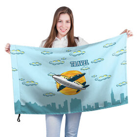 Флаг 3D с принтом Путешествия в Санкт-Петербурге, 100% полиэстер | плотность ткани — 95 г/м2, размер — 67 х 109 см. Принт наносится с одной стороны | travel | город | небо | облака | путешествия | самолет | солнце | тревел | туризм